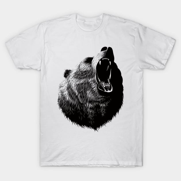 Roaring Bear (white) T-Shirt by zoneo